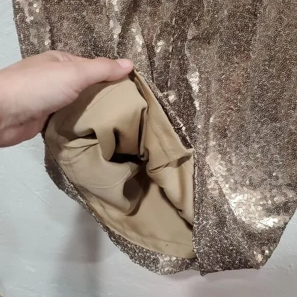 Lulu's Gold Sequin Mini Dress Size M - Picture 7 of 13